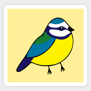 Bluetit print on yellow Sticker